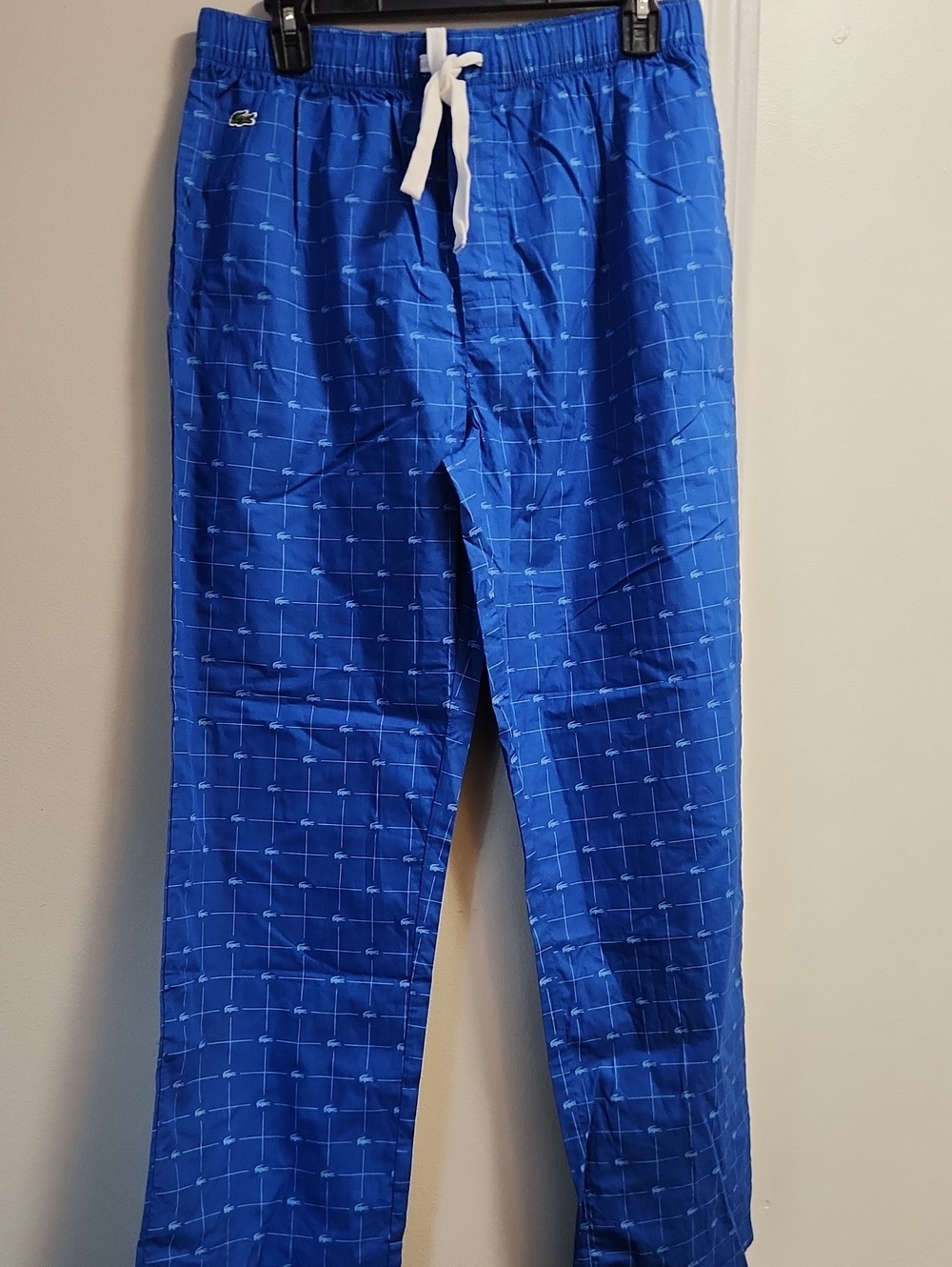 Lacoste Men's Royal Blue Grid Print Drawstring Pants